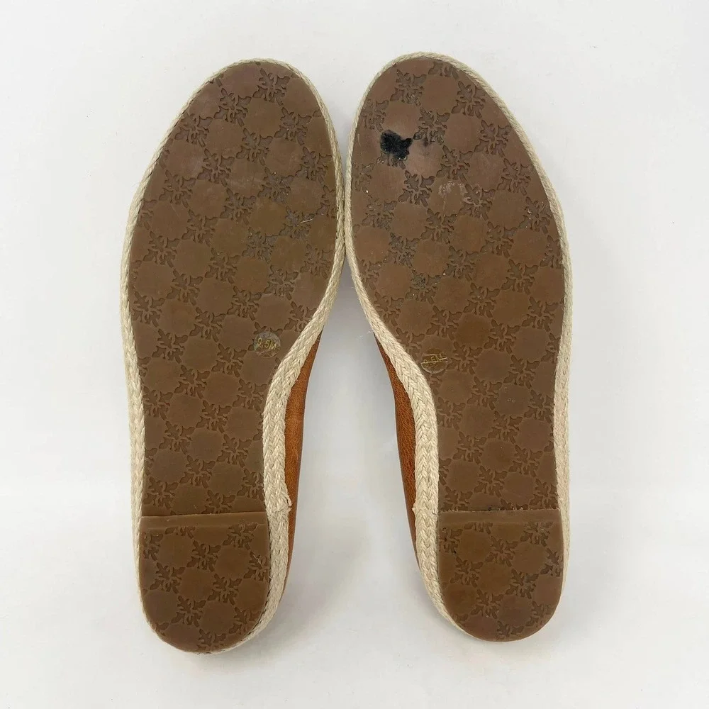 Nurture Leather Flats Wms 9.5 Rusty Brown Espadrille Gold Trim Boho Western‎